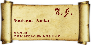Neuhaus Janka névjegykártya